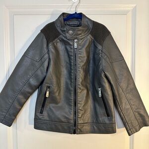 Urban Republic Vegan Leather Black Motorcycle Full Zip Jacket, Size 5/6